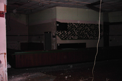 The lobby of the bank building. Some sort of deli took over this area when the bank moved out