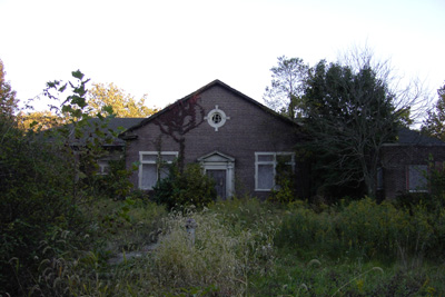 The back end of the old maintenance building. This was once the central kitchens for the women's campus